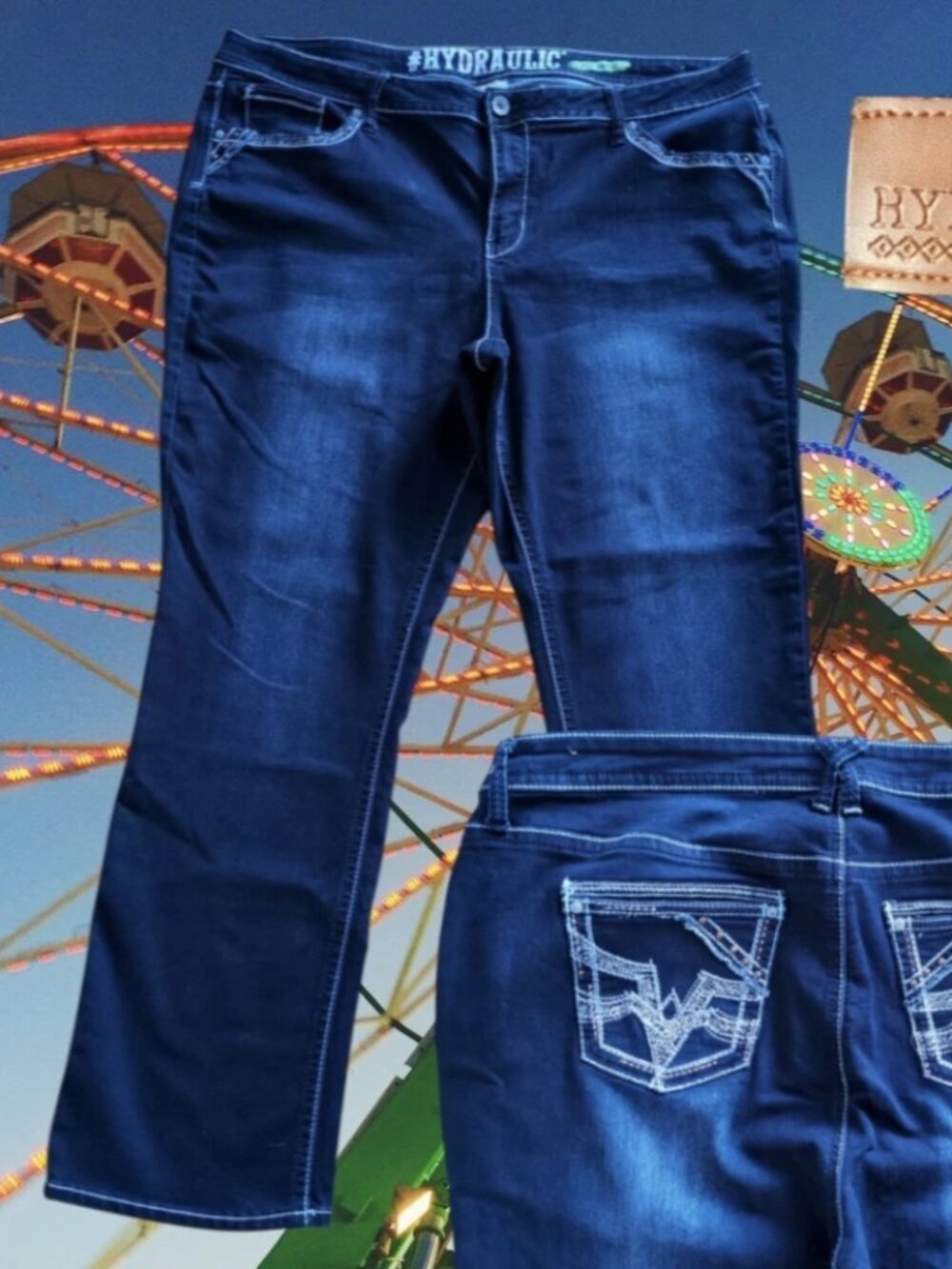 Hydraulic Emma Mid Rise Denim Stretch Dark Blue Jeans Womens Size 24W (41x31)